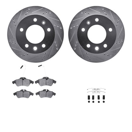 DYNAMIC FRICTION CO 7212-40001, Rotors-Drilled and Slotted-Silver w/ Heavy Duty Brake Pads incl. Hardware, Zinc Coated 7212-40001